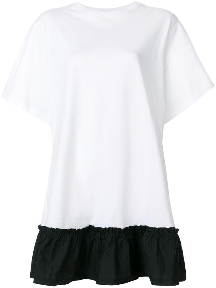Red Valentino Ruffled Hem T-shirt Dress - White
