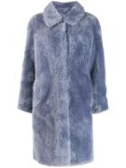 Yves Salomon Meteo Fur-trimmed Wool Coat - Blue