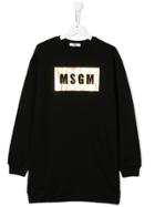 Msgm Kids Logo Print Sweatshirt Dress - Black