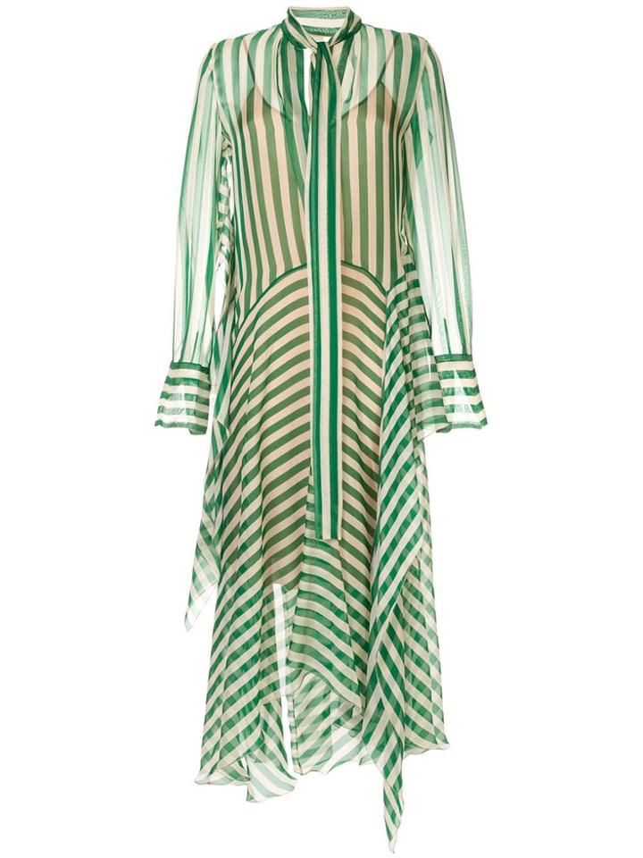Petar Petrov Asymmetric Striped Silk Dress - Green