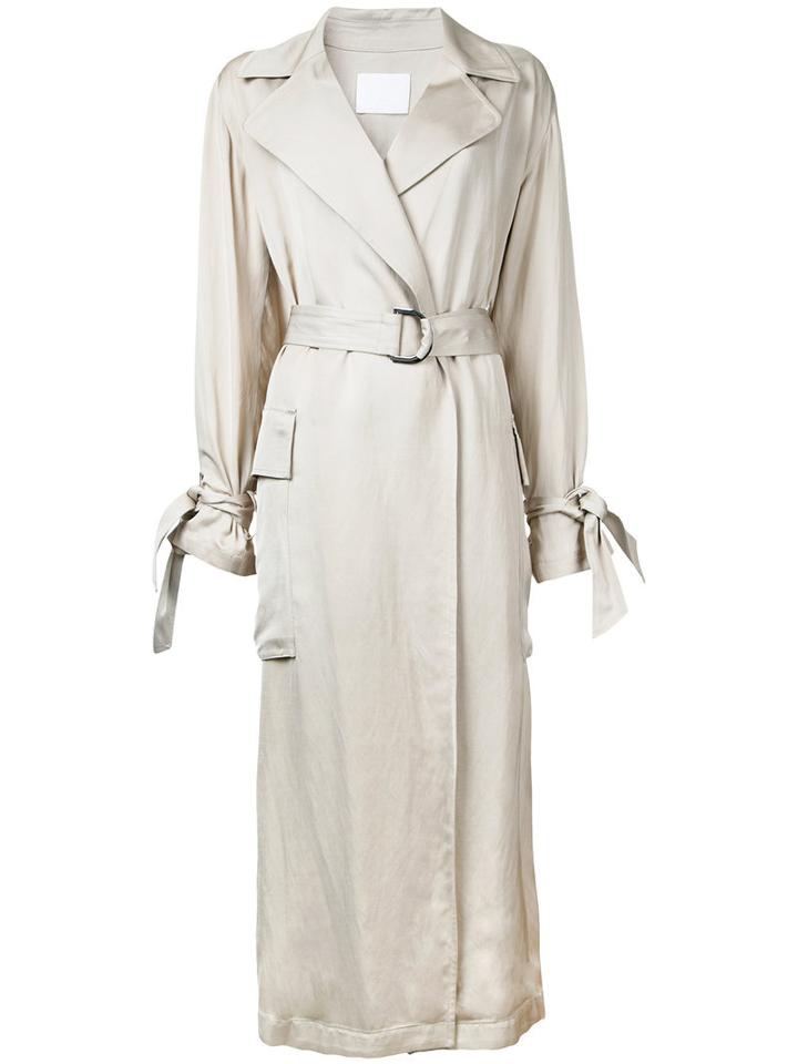 Rito - Long Trench Coat - Women - Linen/flax/rayon - 38, Nude/neutrals, Linen/flax/rayon