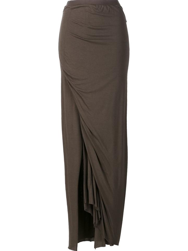 Rick Owens Lilies Woven Draped Maxi Skirt, Women's, Size: 40, Grey, Cotton/nylon/viscose
