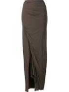Rick Owens Lilies Woven Draped Maxi Skirt, Women's, Size: 40, Grey, Cotton/nylon/viscose