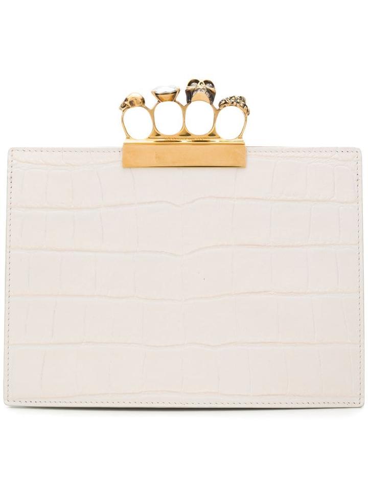 Alexander Mcqueen Embellished Ring Clutch Bag - Neutrals