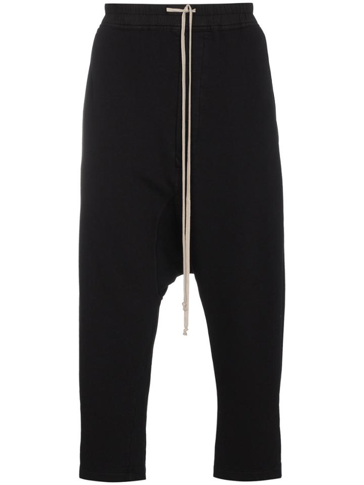 Rick Owens Drkshdw Drop Crotch Cropped Cotton Track Pants - Black