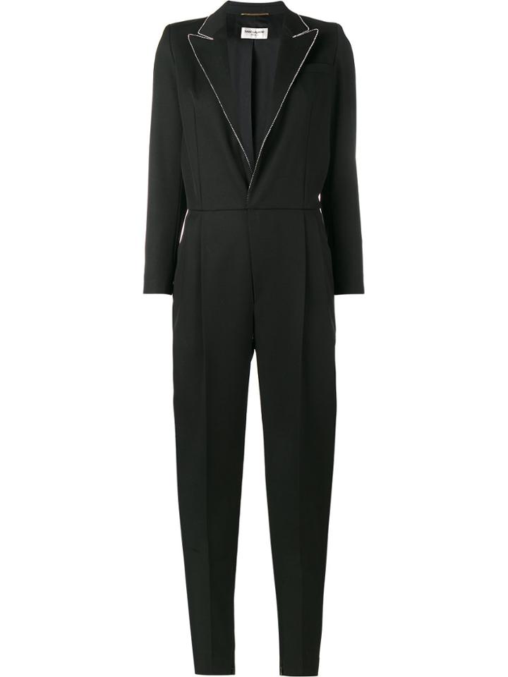 Saint Laurent Crystal Collar Jumpsuit - Black