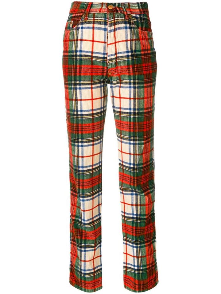 Jean Paul Gaultier Pre-owned Corduroy Plaid Trousers - Red