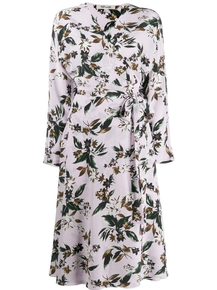 Diane Von Furstenberg Elle Crepe De Chine Midi Wrap Dress - Purple