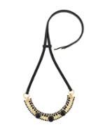 Marni Embellished Semi-circle Pendant Necklace, Women's, Black