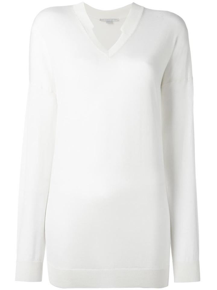 Stella Mccartney Ridged V-neck Jumper, Women's, Size: 42, Nude/neutrals, Silk/virgin Wool