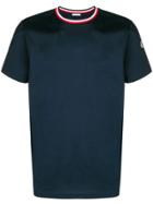 Moncler Contrast Collar Short Sleeve T-shirt - Blue