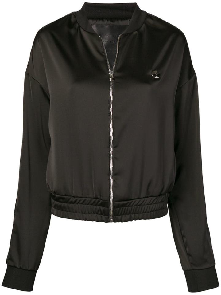 Philipp Plein Logo Trim Bomber Jacket - Black