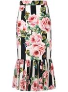 Dolce & Gabbana Striped Floral Skirt - Multicolour