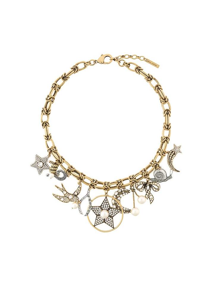 Marc Jacobs Crystal Charm Necklace, Women's, Metallic