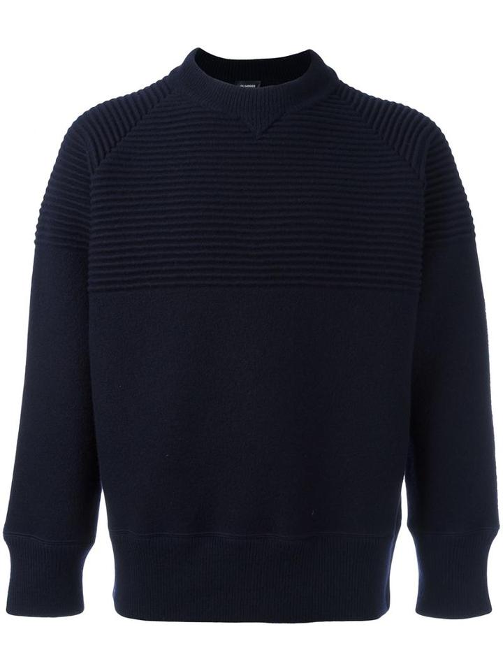 Jil Sander Crew Neck Jumper, Men's, Size: 46, Blue, Wool