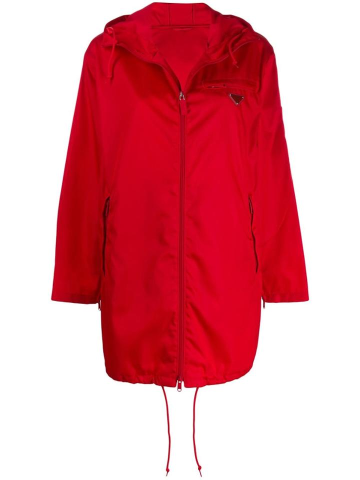 Prada Logo Rain Jacket - Red