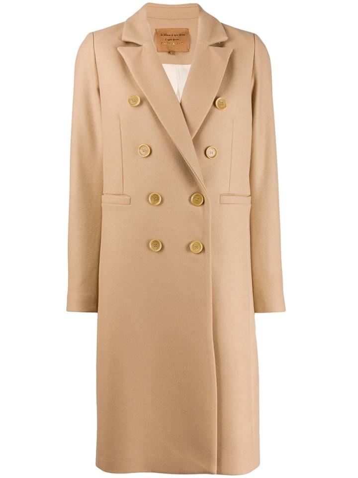 Alessia Santi Double Breasted Midi Coat - Neutrals