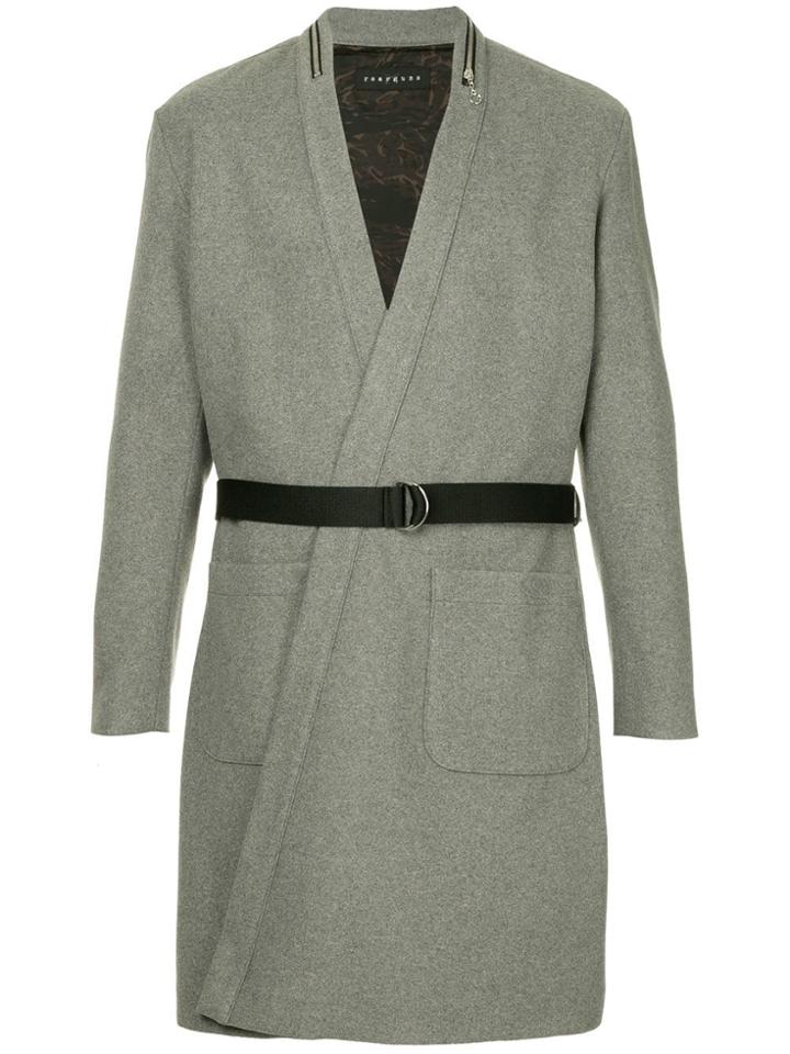 Roarguns Zipped Collar Wrap Coat - Grey
