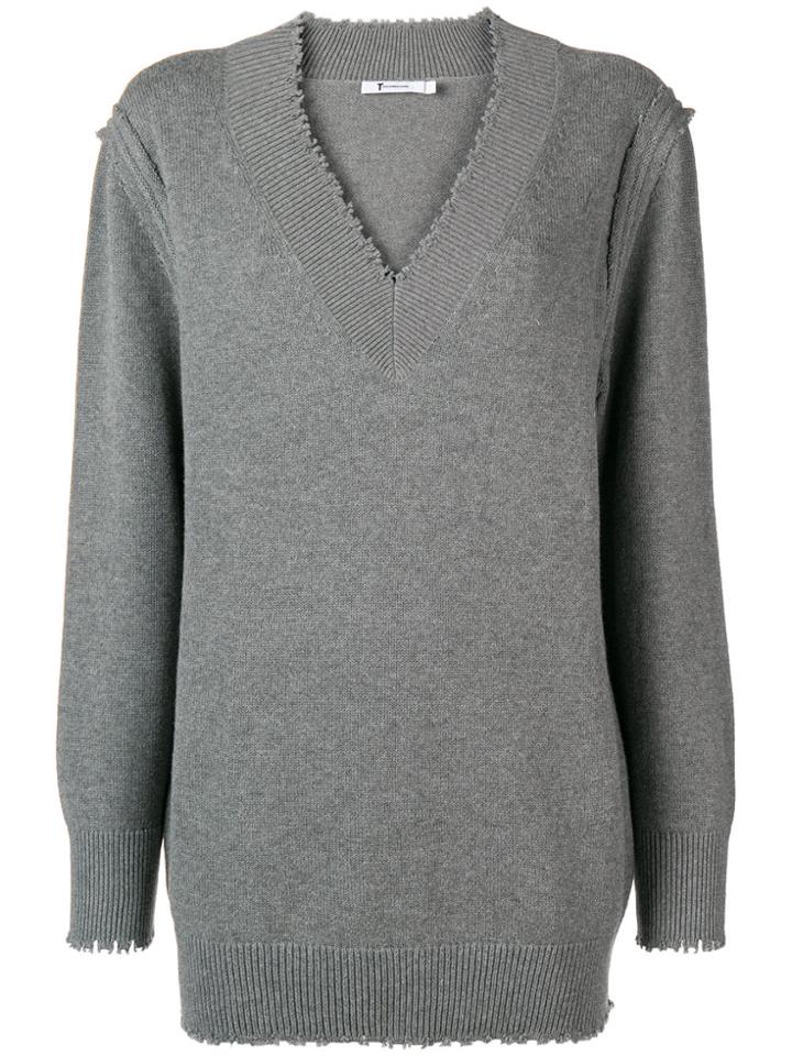 T By Alexander Wang V-neck Sweater Dress - Grey