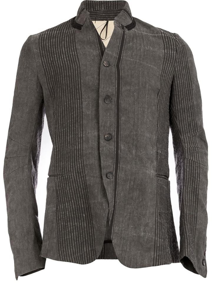 Masnada Striped Single-breasted Blazer - Grey