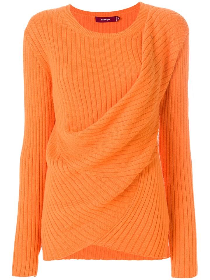Sies Marjan Draped Rib Knit Sweater - Yellow & Orange