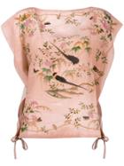 Red Valentino Graphic Print Draped Sleeves Blouse - Pink