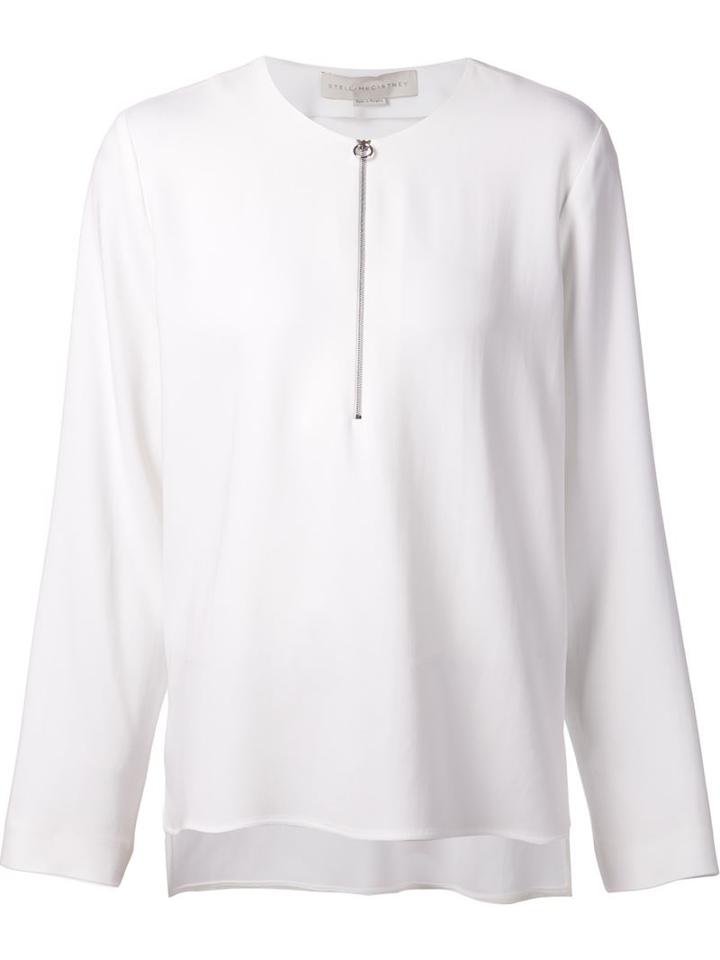 Stella Mccartney Zipped Up Neck Top, Women's, Size: 42, White, Spandex/elastane/acetate/rayon