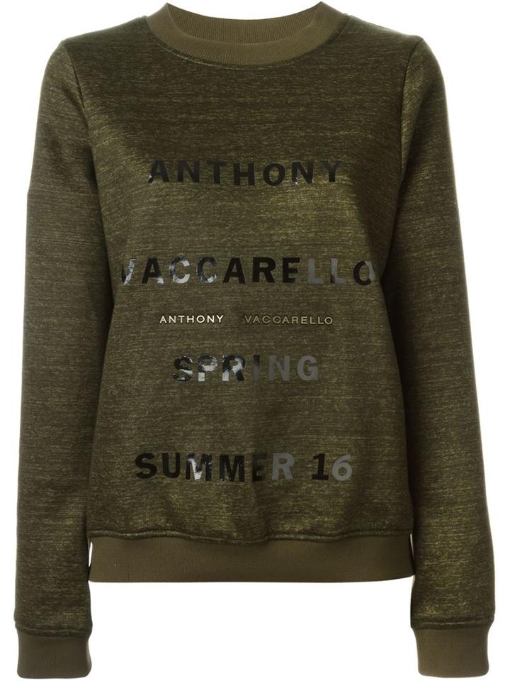 Anthony Vaccarello Logo Print Sweatshirt, Women's, Size: 34, Green, Linen/flax/cotton/polyamide