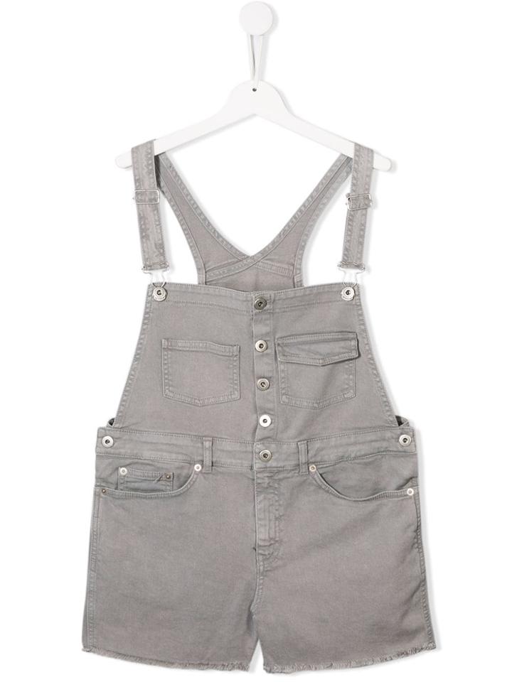 Dondup Kids Short Denim Dungarees - Grey