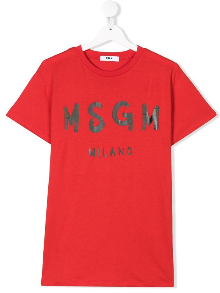 Msgm Kids Teen Printed Logo T-shirt - Red