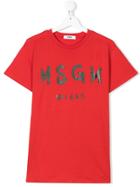 Msgm Kids Teen Printed Logo T-shirt - Red