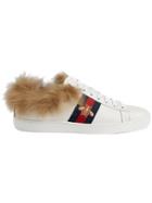 Gucci Ace Sneaker With Fur - White