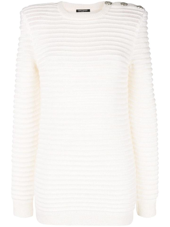 Balmain Ribbed Knit Jumper - White
