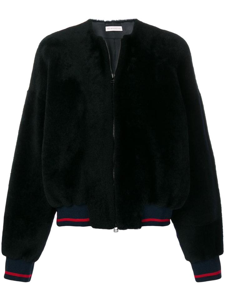 Inès & Maréchal Shearling Bomber Jacket - Blue