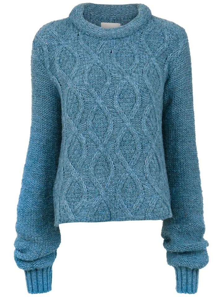 Framed Fluffy Knit Top - Blue