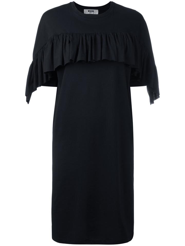 Msgm Ruched T-shirt Dress, Women's, Size: Medium, Black, Cotton/polyester