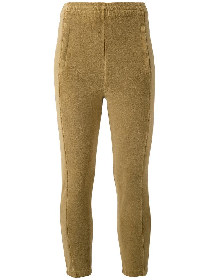 Yeezy - Cropped Skinny Trousers - Women - Cotton/polyamide/spandex/elastane - S, Yellow/orange, Cotton/polyamide/spandex/elastane