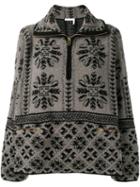 Chloé Jacquard Zip Jumper, Women's, Size: Small, Grey, Cashmere/wool