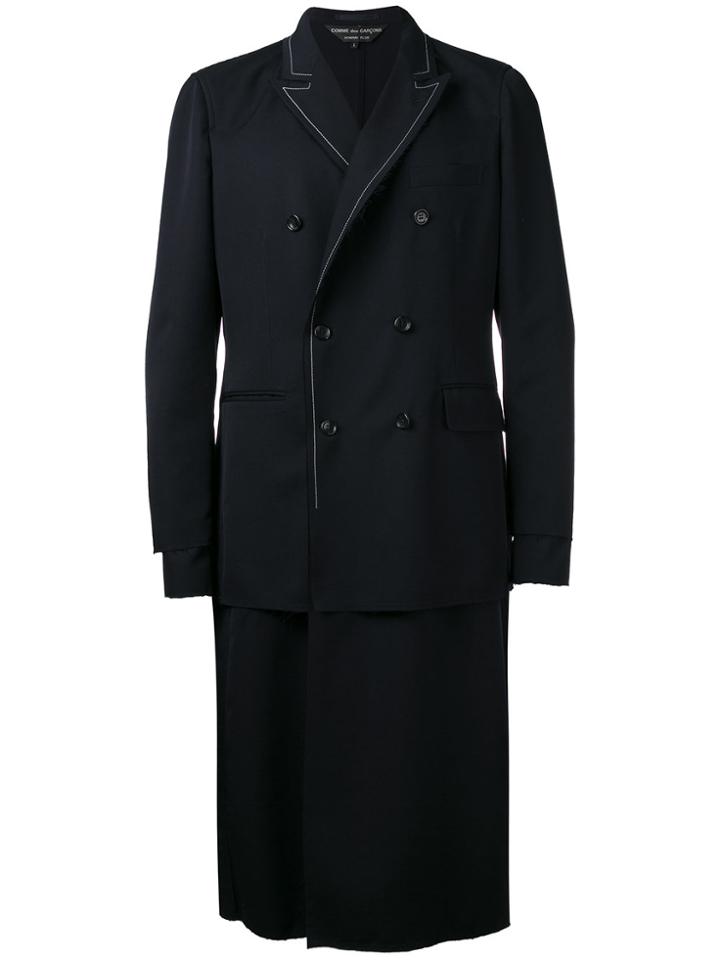 Comme Des Garçons Homme Plus Layered Double-breasted Coat - Blue