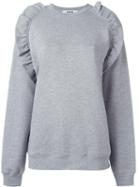 Msgm Ruffled Detail Sweatshirt, Women's, Size: Medium, Grey, Cotton/viscose