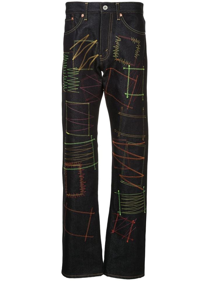 Junya Watanabe Man Graffiti Sew Jeans - Blue