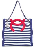 Chanel Vintage Striped Logo 2way Bag - Blue