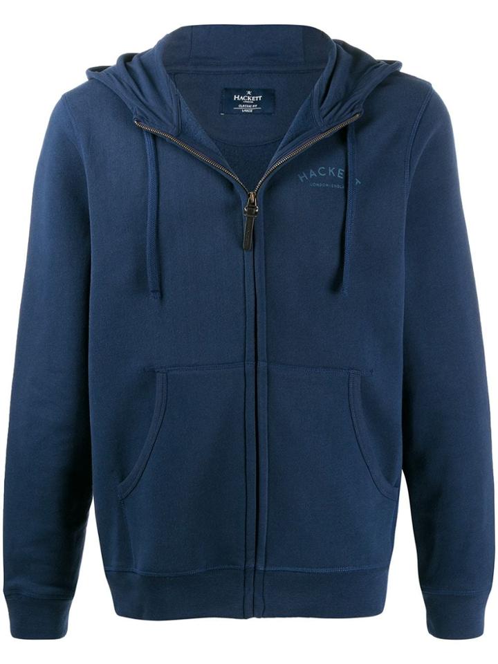Hackett Jersey Logo Hooded Sweatshirt - Blue