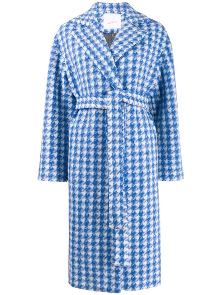 Giada Benincasa Houndstooth Belted Coat - Blue