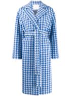 Giada Benincasa Houndstooth Belted Coat - Blue
