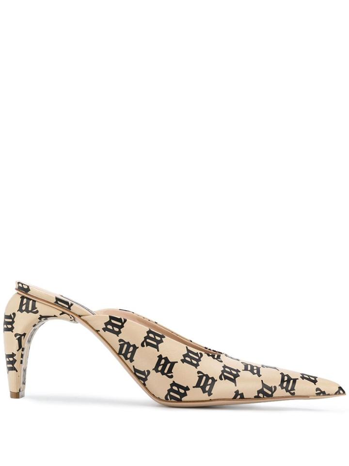 Misbhv Logo Print Pointed Mules - Neutrals