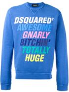 Dsquared2 Crew Neck Print Sweatshirt, Men's, Size: Small, Blue, Cotton