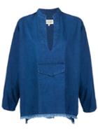 Nili Lotan Denim Blouse, Women's, Size: Medium, Blue, Linen/flax/cotton