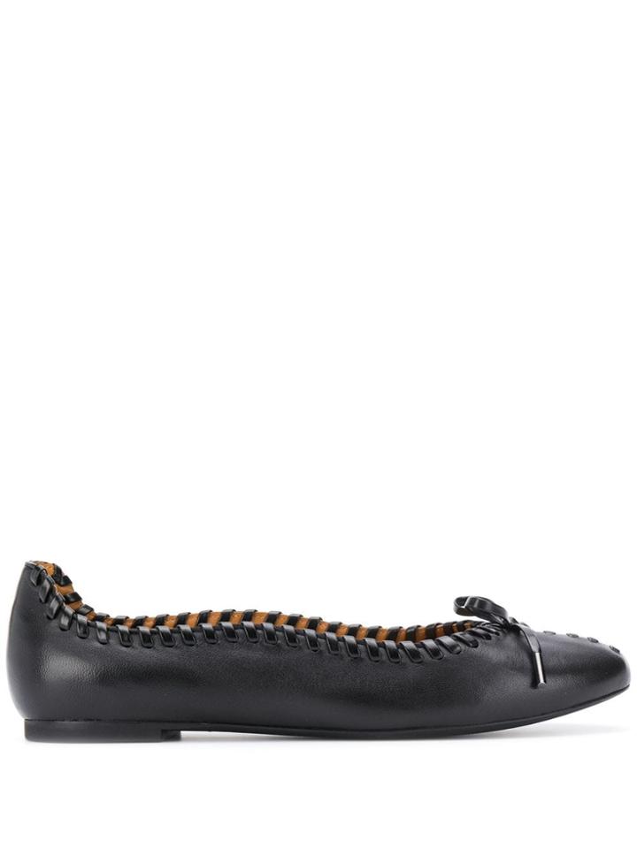 See By Chloé Lace-up Trim Ballerina Shoes - Black