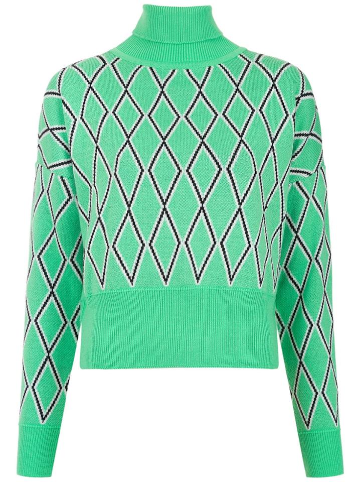 Framed Checkmate Knitted Top - Green